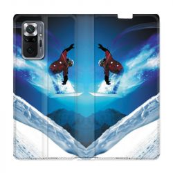 Housse Cuir Portefeuille Pour Xiaomi Redmi Note 10 Pro 5G Snowboard Saut