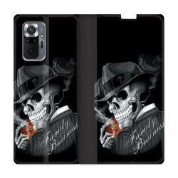 Housse Cuir Portefeuille Pour Xiaomi Redmi Note 10 Pro 5G Tete de Mort family business
