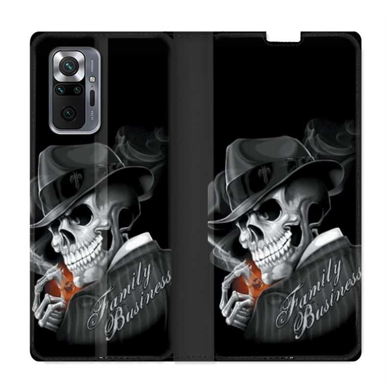 Housse Cuir Portefeuille Pour Xiaomi Redmi Note 10 Pro 5G Tete de Mort family business