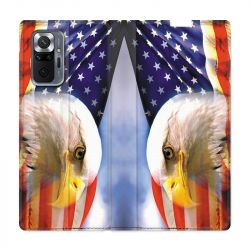 Housse Cuir Portefeuille Pour Xiaomi Redmi Note 10 Pro 5G Amerique USA Aigle
