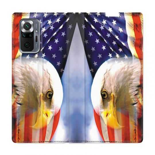 Housse Cuir Portefeuille Pour Xiaomi Redmi Note 10 Pro 5G Amerique USA Aigle