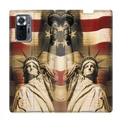 Housse Cuir Portefeuille Pour Xiaomi Redmi Note 10 Pro 5G Amerique USA Statue liberté