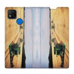 Housse Cuir Portefeuille PourXiaomi Redmi 9C Agriculture Moissonneuse