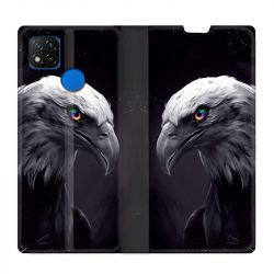 Housse Cuir Portefeuille PourXiaomi Redmi 9C Aigle Royal Noir