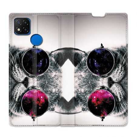 Housse Cuir Portefeuille PourXiaomi Redmi 9C Chat Fashion