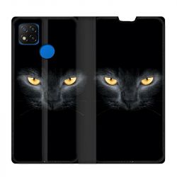 Housse Cuir Portefeuille PourXiaomi Redmi 9C Chat Noir