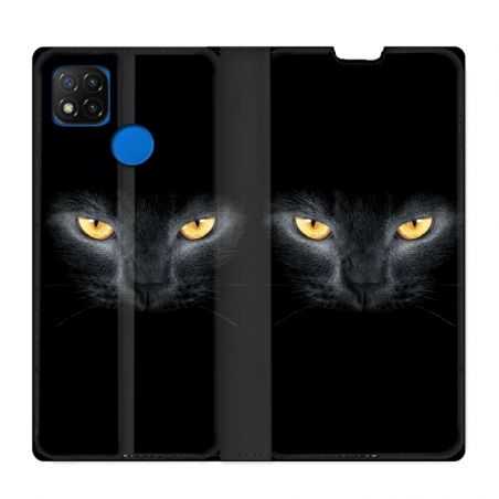 Housse Cuir Portefeuille PourXiaomi Redmi 9C Chat Noir