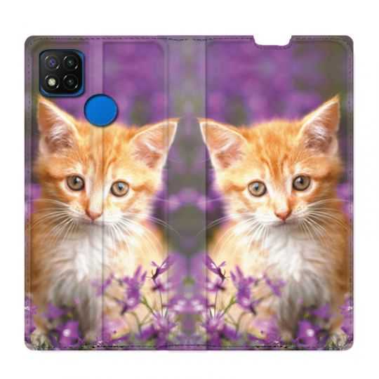 Housse Cuir Portefeuille PourXiaomi Redmi 9C Chat Violet