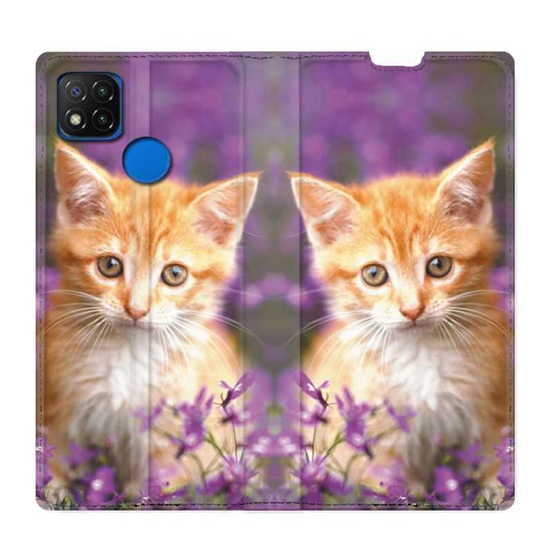 Housse Cuir Portefeuille PourXiaomi Redmi 9C Chat Violet