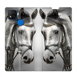 Housse Cuir Portefeuille PourXiaomi Redmi 9C Cheval Blanc