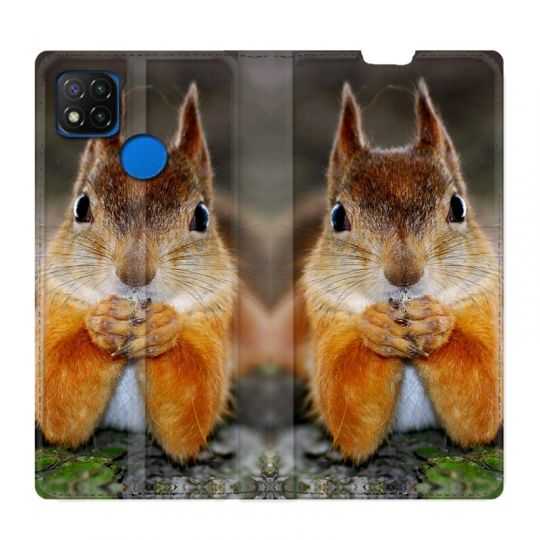 Housse Cuir Portefeuille PourXiaomi Redmi 9C Ecureuil Face