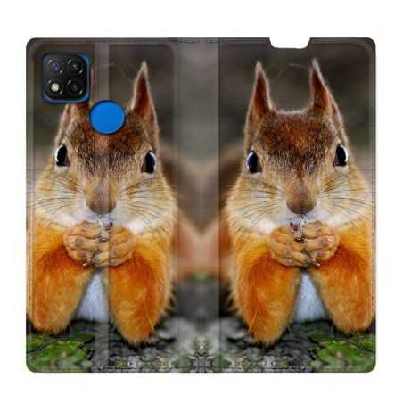 Housse Cuir Portefeuille PourXiaomi Redmi 9C Ecureuil Face