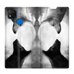 Housse Cuir Portefeuille PourXiaomi Redmi 9C Loup Duo