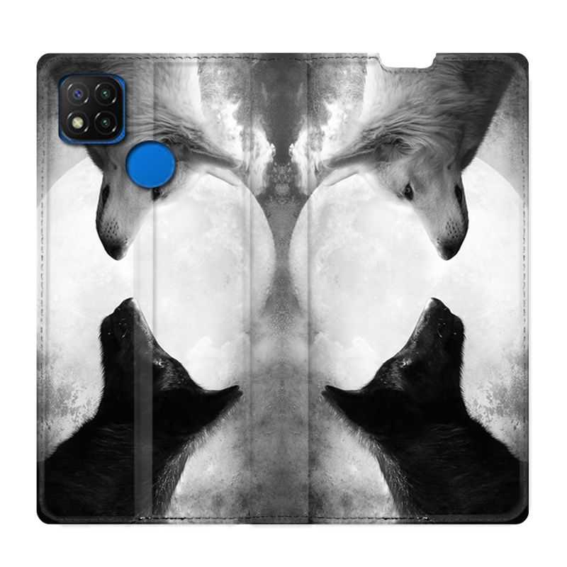 Housse Cuir Portefeuille PourXiaomi Redmi 9C Loup Duo