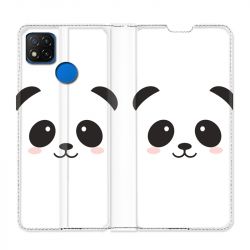 Housse Cuir Portefeuille PourXiaomi Redmi 9C Panda Blanc