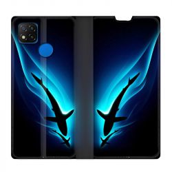 Housse Cuir Portefeuille PourXiaomi Redmi 9C Requin Noir