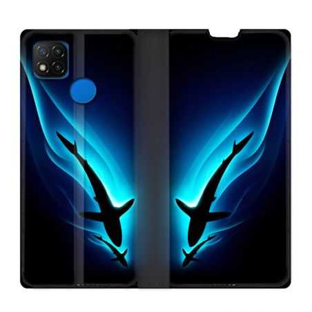 Housse Cuir Portefeuille PourXiaomi Redmi 9C Requin Noir