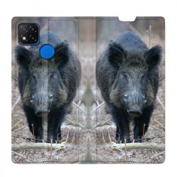 Housse Cuir Portefeuille PourXiaomi Redmi 9C Sanglier Pin