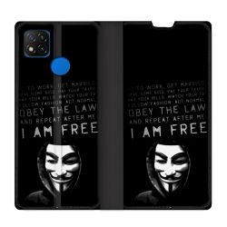 Housse Cuir Portefeuille PourXiaomi Redmi 9C Anonymous I am free