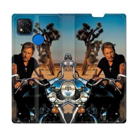 Housse Cuir Portefeuille PourXiaomi Redmi 9C Johnny Hallyday Moto