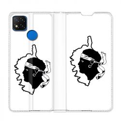 Housse Cuir Portefeuille PourXiaomi Redmi 9C Corse Blanc