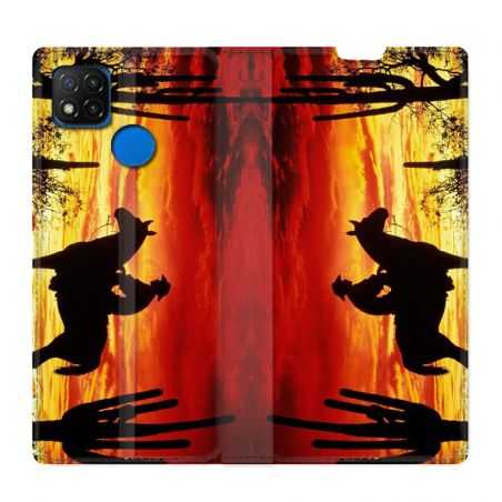 Housse Cuir Portefeuille PourXiaomi Redmi 9C Cow Boy Soleil