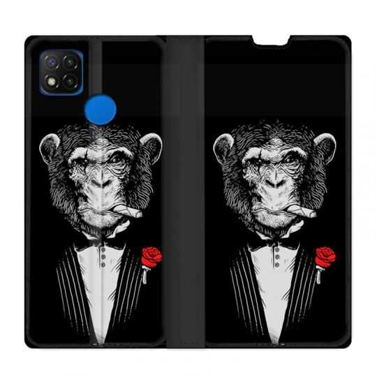 Housse Cuir Portefeuille PourXiaomi Redmi 9C Decale Singe Mafia