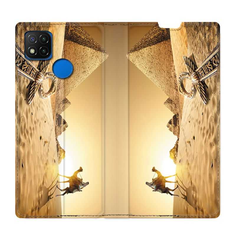 Housse Cuir Portefeuille PourXiaomi Redmi 9C Egypte Chameau