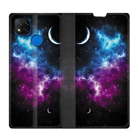 Housse Cuir Portefeuille PourXiaomi Redmi 9C Univers Bleu Violet