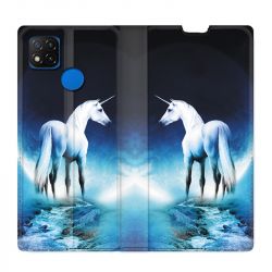 Housse Cuir Portefeuille PourXiaomi Redmi 9C Licorne Lune