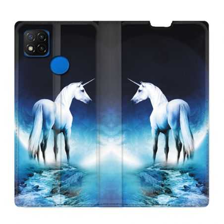 Housse Cuir Portefeuille PourXiaomi Redmi 9C Licorne Lune