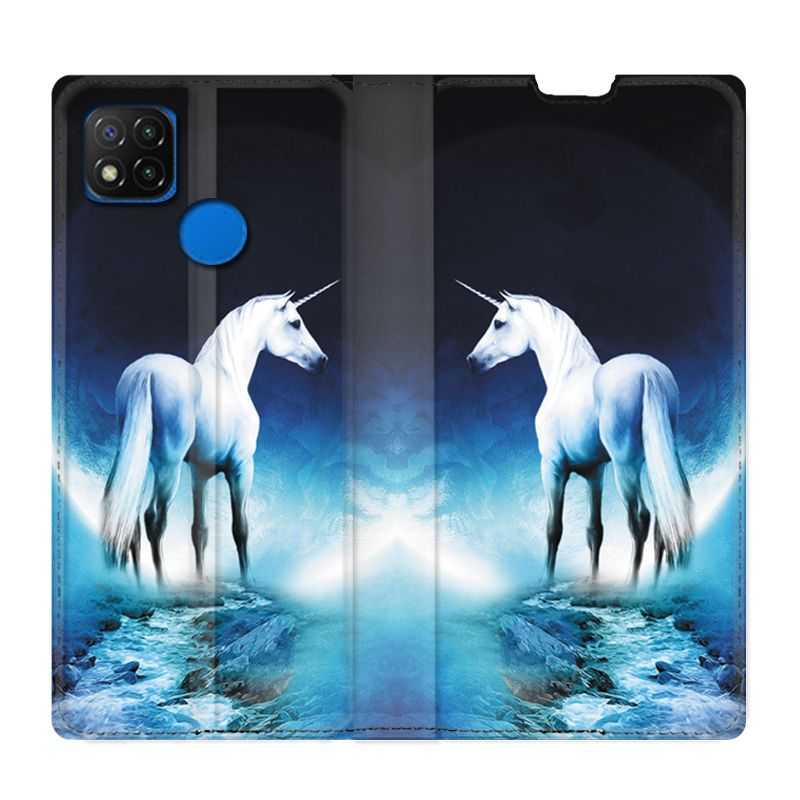 Housse Cuir Portefeuille PourXiaomi Redmi 9C Licorne Lune