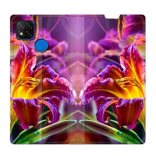 Housse Cuir Portefeuille PourXiaomi Redmi 9C Fleur Lys Color