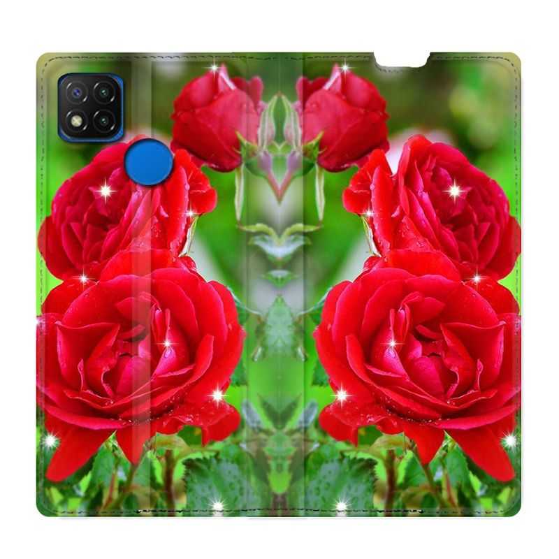 Housse Cuir Portefeuille PourXiaomi Redmi 9C Fleur Rose Rouge