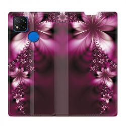 Housse Cuir Portefeuille PourXiaomi Redmi 9C Fleur Violette Montante