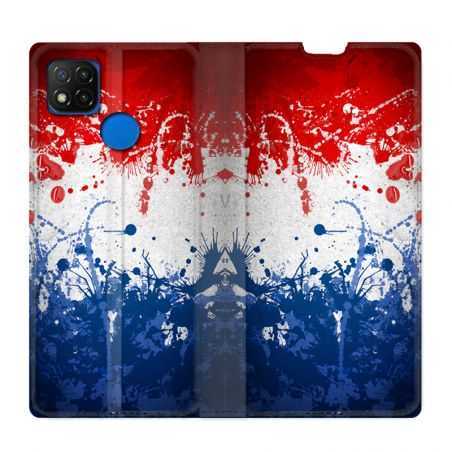 Housse Cuir Portefeuille PourXiaomi Redmi 9C France Eclaboussure