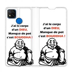 Housse Cuir Portefeuille PourXiaomi Redmi 9C Humour Bouddha