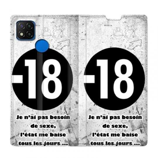 Housse Cuir Portefeuille PourXiaomi Redmi 9C Humour 18 Ans
