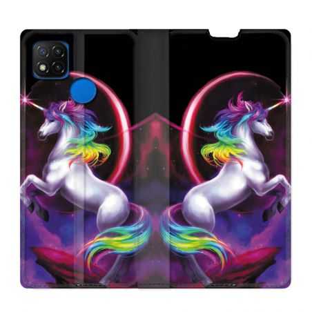 Housse Cuir Portefeuille PourXiaomi Redmi 9C Licorne Arc en ciel