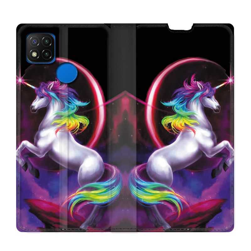 Housse Cuir Portefeuille PourXiaomi Redmi 9C Licorne Arc en ciel