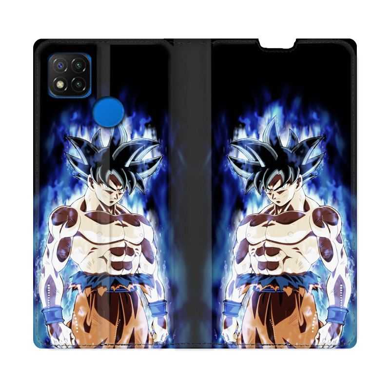 Housse Cuir Portefeuille PourXiaomi Redmi 9C Manga Dragon Ball Sangoku Noir