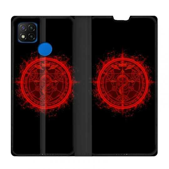 Housse Cuir Portefeuille PourXiaomi Redmi 9C Manga Fullmetal Alchemist Logo