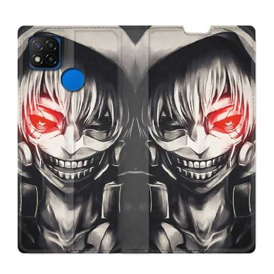 Housse Cuir Portefeuille PourXiaomi Redmi 9C Manga Kaneki Noir