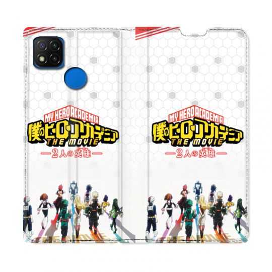 Housse Cuir Portefeuille PourXiaomi Redmi 9C Manga My Hero Academia Blanc