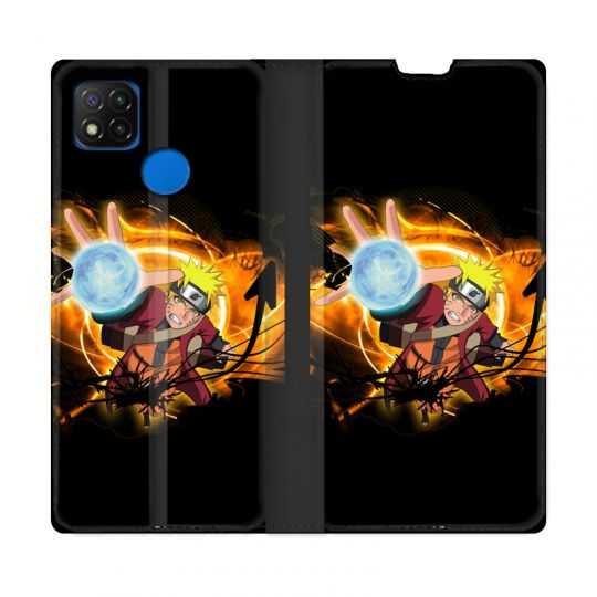 Housse Cuir Portefeuille PourXiaomi Redmi 9C Manga Naruto Noir