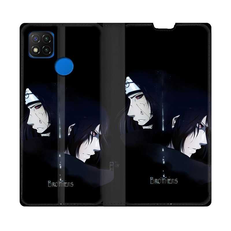 Housse Cuir Portefeuille PourXiaomi Redmi 9C Manga Naruto Sasuke Itachi