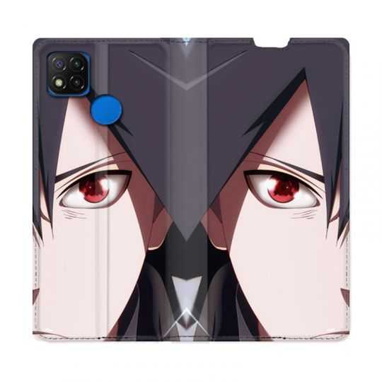 Housse Cuir Portefeuille PourXiaomi Redmi 9C Manga Naruto Sasuke visage
