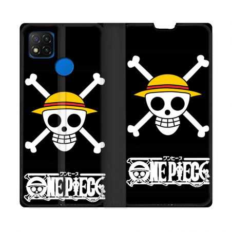 Housse Cuir Portefeuille PourXiaomi Redmi 9C Manga One Piece Tete de Mort