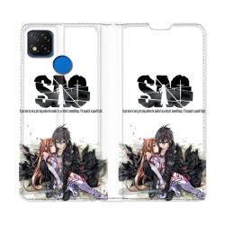 Housse Cuir Portefeuille PourXiaomi Redmi 9C Manga SAO sword Art Online Blanc