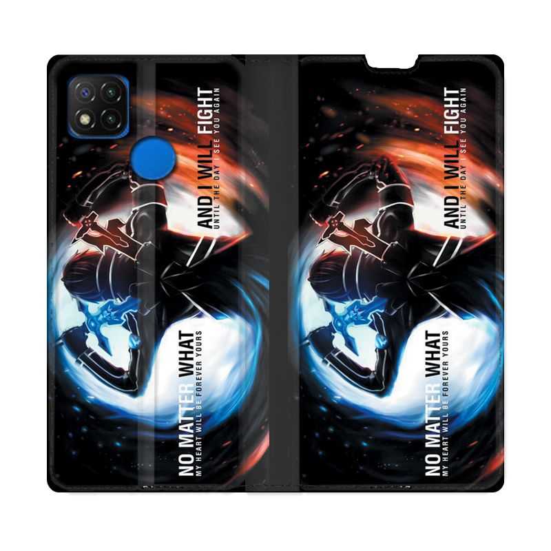 Housse Cuir Portefeuille PourXiaomi Redmi 9C Manga SAO sword Art Online Fight